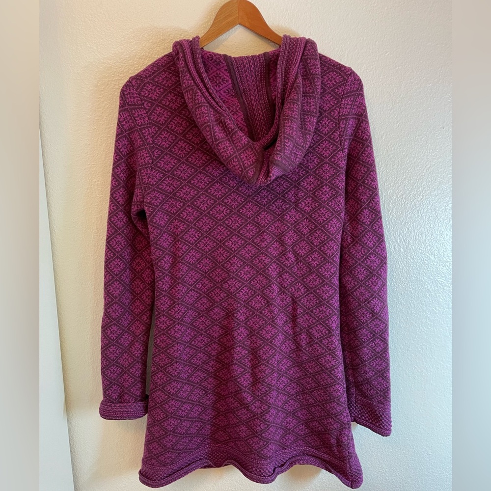 Athleta Spooner Summit Fair Isle Wool Zip Up Hooded Jacket Sweater Womens Size S - Picture 9 of 10
